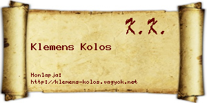 Klemens Kolos névjegykártya
